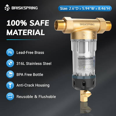 فیلتر پیشتصفیه آب با درجه غذایی، 50 میکرون، طراحی قابل استفاده مجدد با سیستم شستشوی معکوس و تمیز کردن عمیق برای آب خانگی