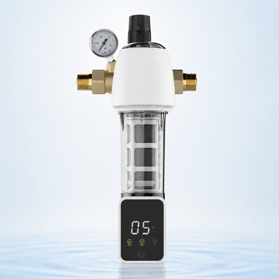 BriskSpring F3-W1-BS پیش فیلتر رسوبات اسپین به پایین کل خانه با فیلتر 40 میکران SUS316L از فولاد ضد زنگ و فشار سنج یکپارچه